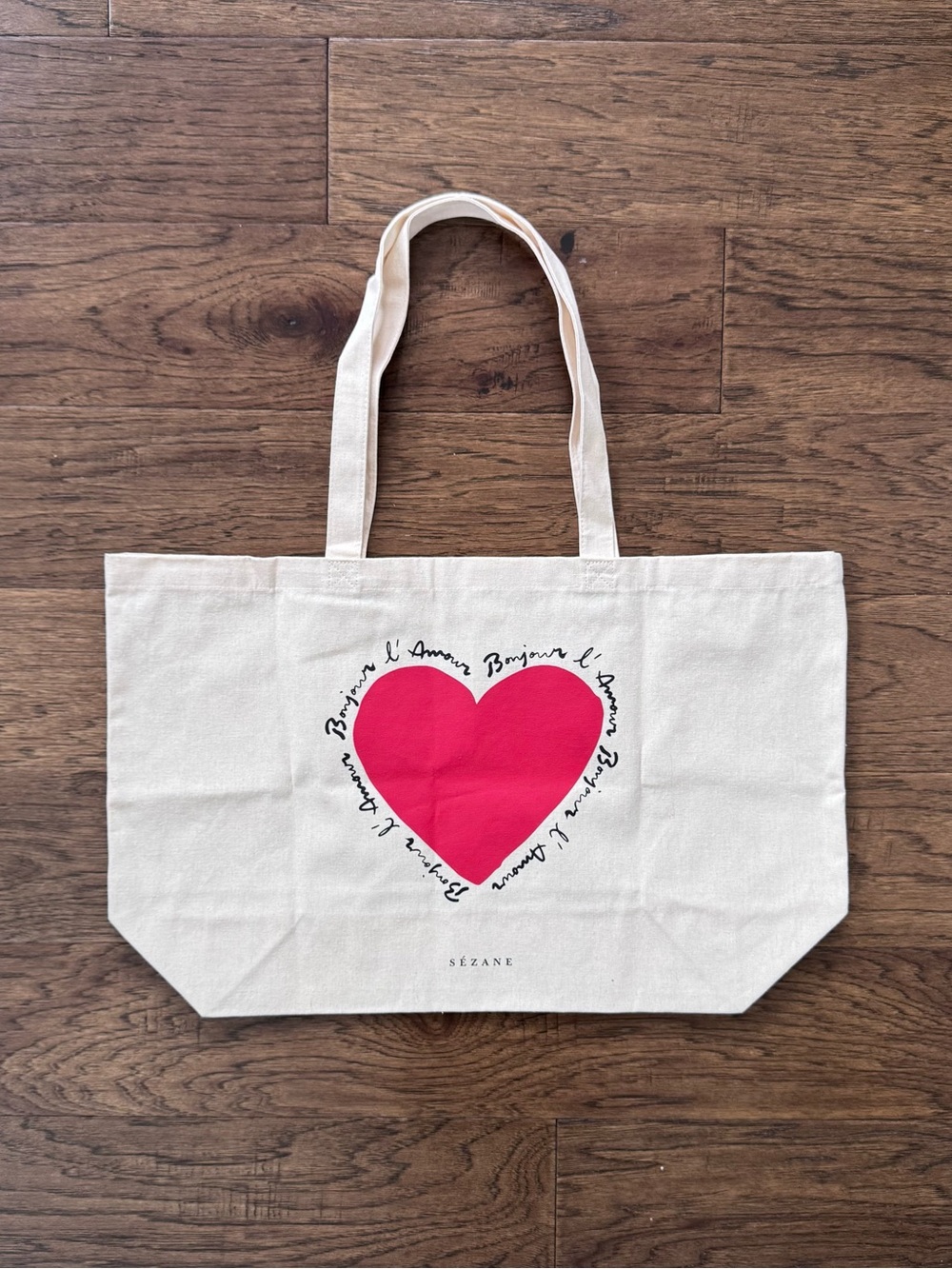 Brand New Sezane Red Heart Cotton Canvas Tote Bag